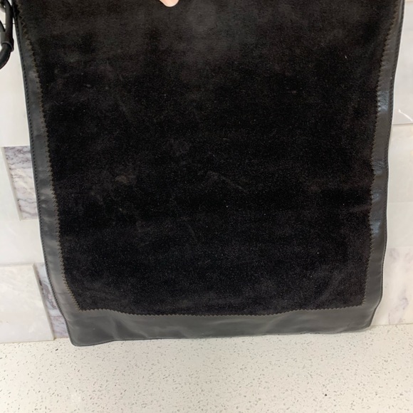 TANNER KROLLE black leather brown suede bag purse - Picture 9 of 9